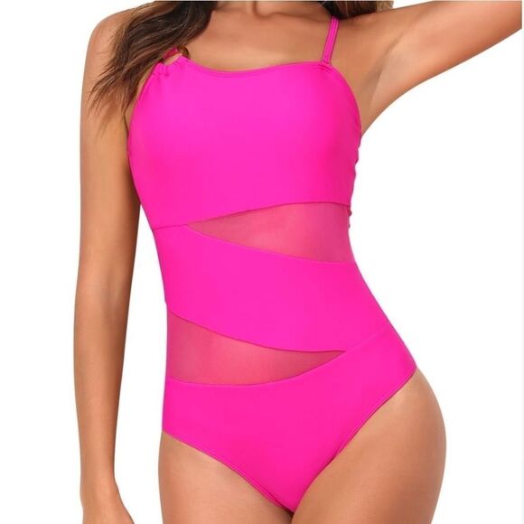 Hot Pink 1-piece Bathing Suit Women's Size Medium - Picture 1 of 16